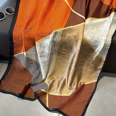 Houndstooth Block Scarf Silk Square Shawl