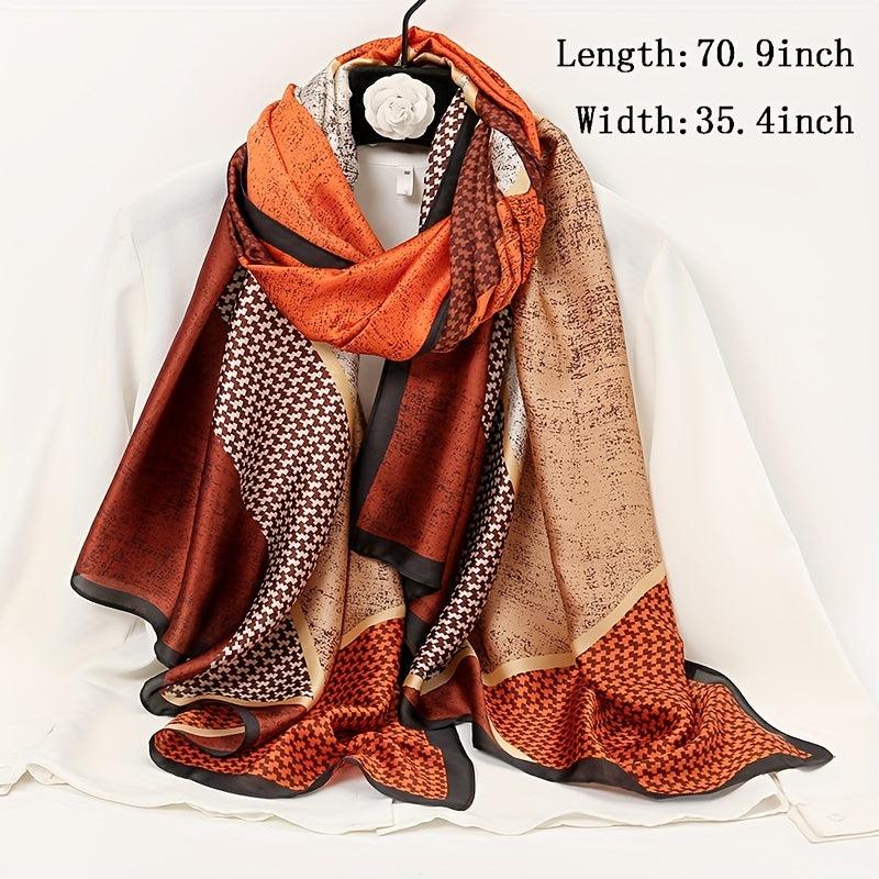 Houndstooth Block Scarf Silk Square Shawl