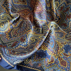 Vintage Satin Paisley Print Scarf Silk Head Wrap