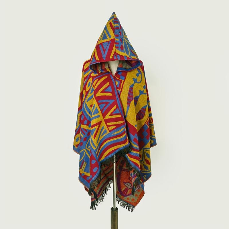 Boho Style Jacquard Shawl Scarf Coldproof Warm Print Shawl