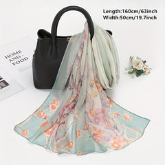 Flower Print Georgette Scarf Thin Breathable Shawl