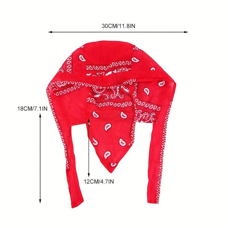 Red Paisley Print Head Scarf Turban Cap Bandana Women Head Wrap