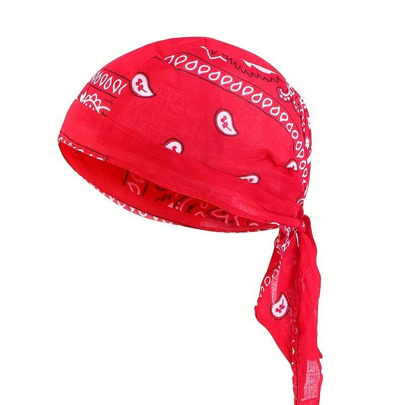 Red Paisley Print Head Scarf Turban Cap Bandana Women Head Wrap