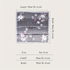 Retro Floral Print Silk Square Scarf Shawl Bandana Neckerchief