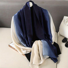 Gradient Silky Scarf Thin Breathable Shawl Classic Windproof Wraps