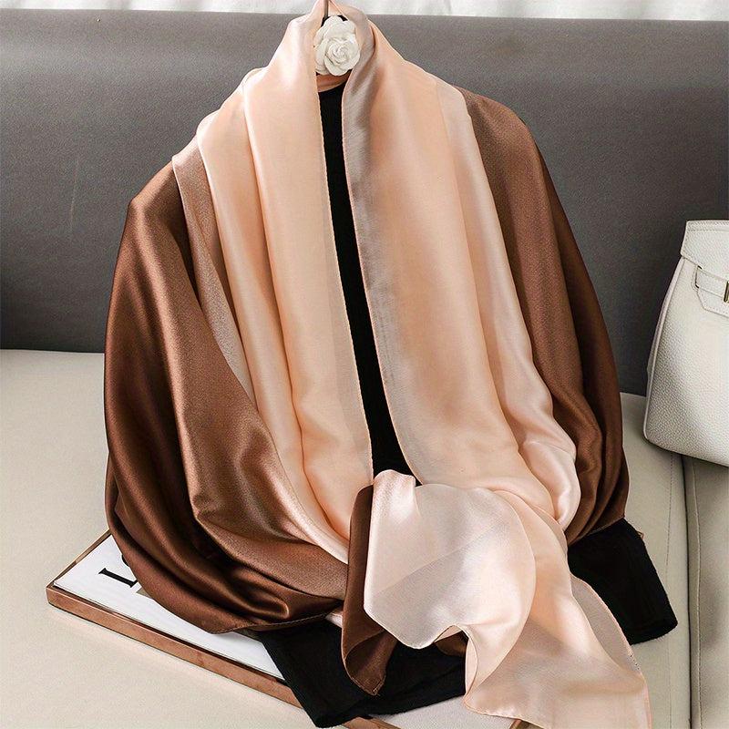 Gradient Silky Scarf Thin Breathable Shawl Classic Windproof Wraps