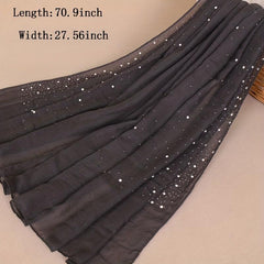 Faux Pearl Decor Scarf Solid Headscarf Hijab Women Bandana