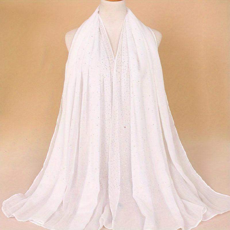 Faux Pearl Decor Scarf Solid Headscarf Hijab Women Bandana