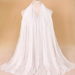 Faux Pearl Decor Scarf Solid Headscarf Hijab Women Bandana