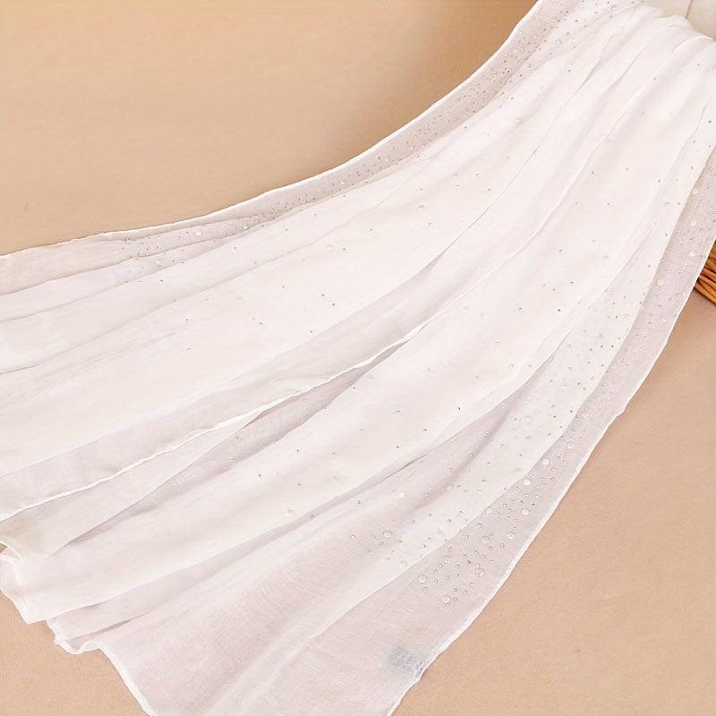 Faux Pearl Decor Scarf Solid Headscarf Hijab Women Bandana