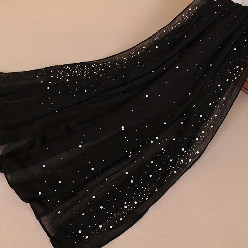 Faux Pearl Decor Scarf Solid Headscarf Hijab Women Bandana