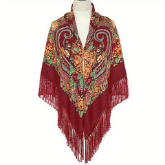 Boho Flower Print Square Scarf Vintage Bandana Warm Wrap