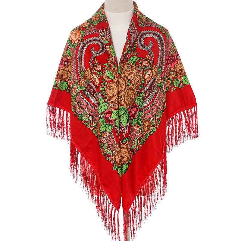 Boho Flower Print Square Scarf Vintage Bandana Warm Wrap
