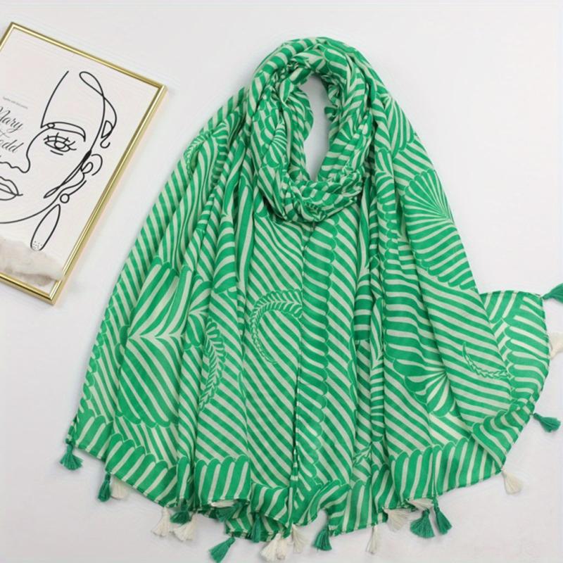Classic Stripe Print Tassel Scarf Vintage Warm Shawl Casual