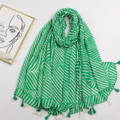 Classic Stripe Print Tassel Scarf Vintage Warm Shawl Casual