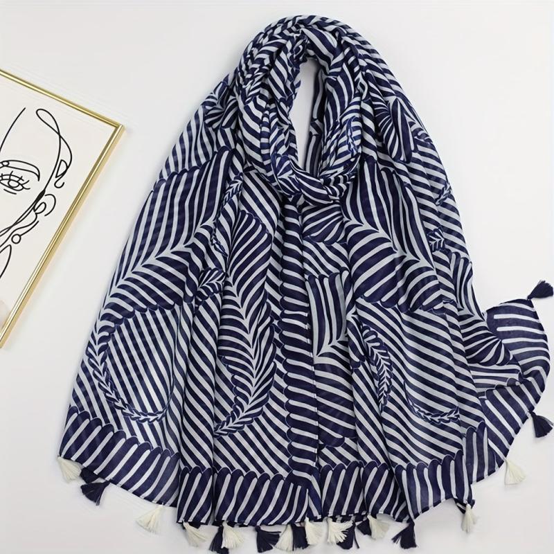 Classic Stripe Print Tassel Scarf Vintage Warm Shawl Casual