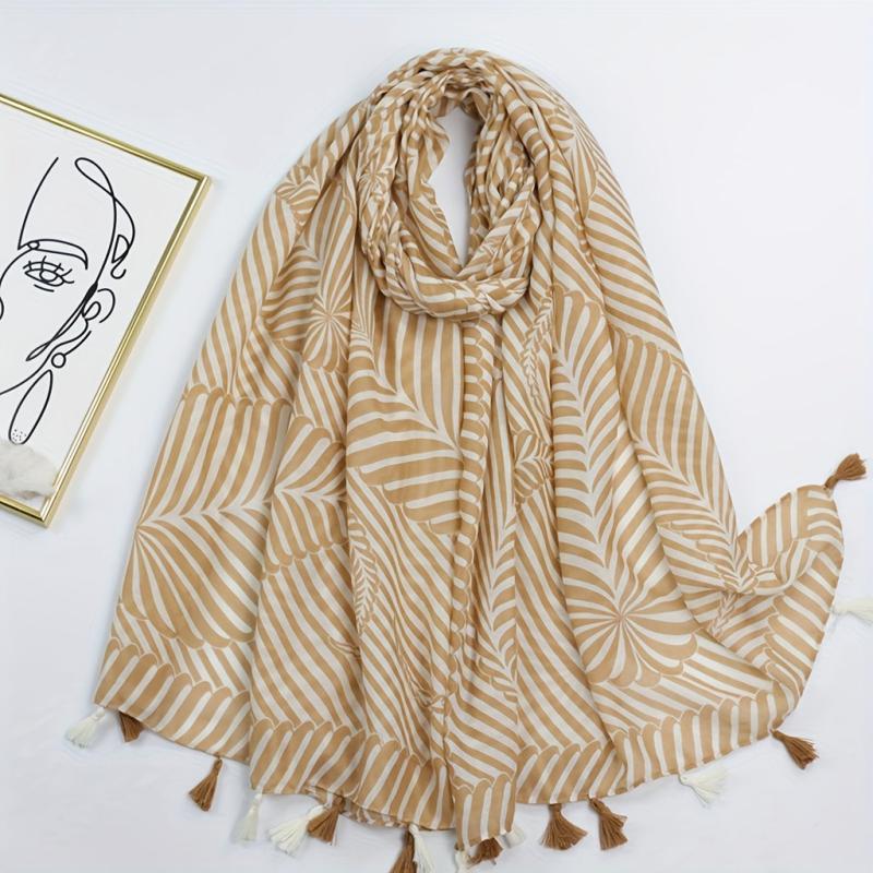 Classic Stripe Print Tassel Scarf Vintage Warm Shawl Casual