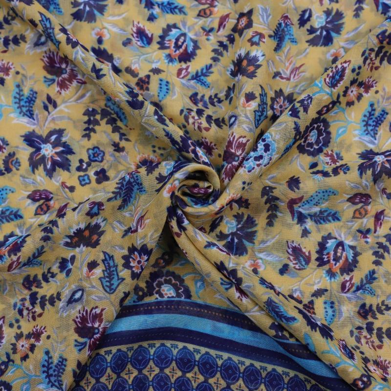 Boho Floral Print Fringe Trim Scarf Shawl Wrap