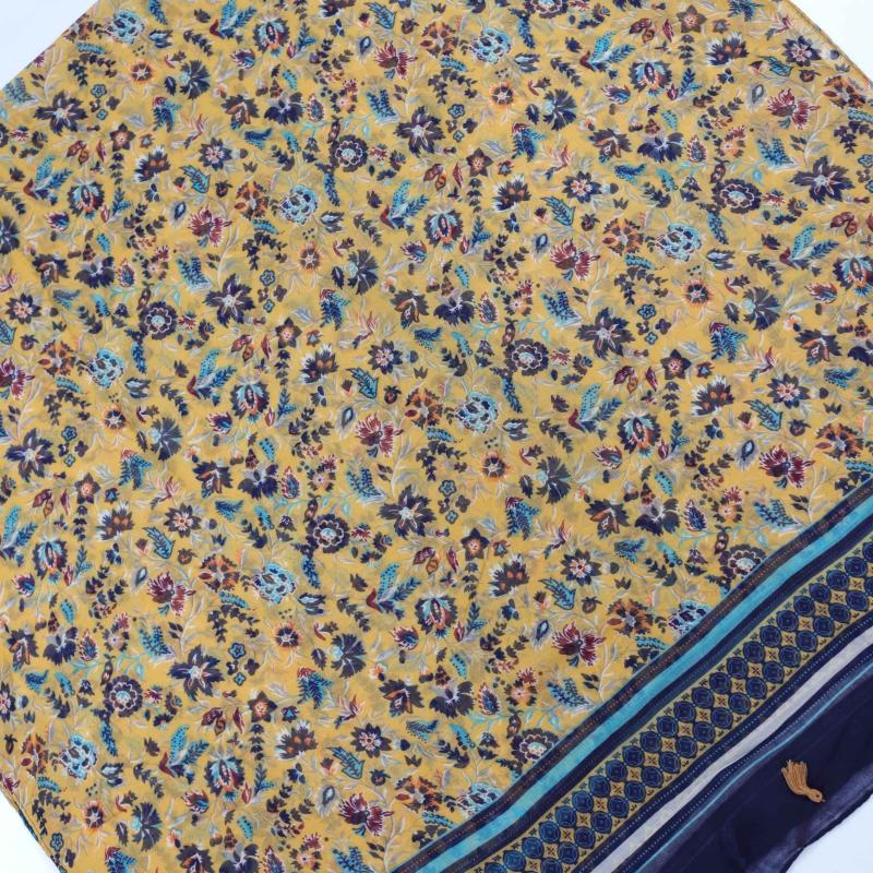 Boho Floral Print Fringe Trim Scarf Shawl Wrap