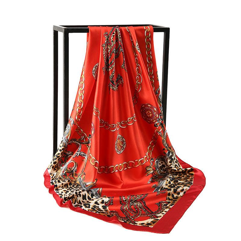 Leopard Print Square Scarf Holiday Hair Tied Scarf