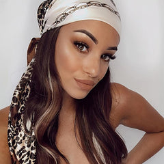 Leopard Print Square Scarf Holiday Hair Tied Scarf