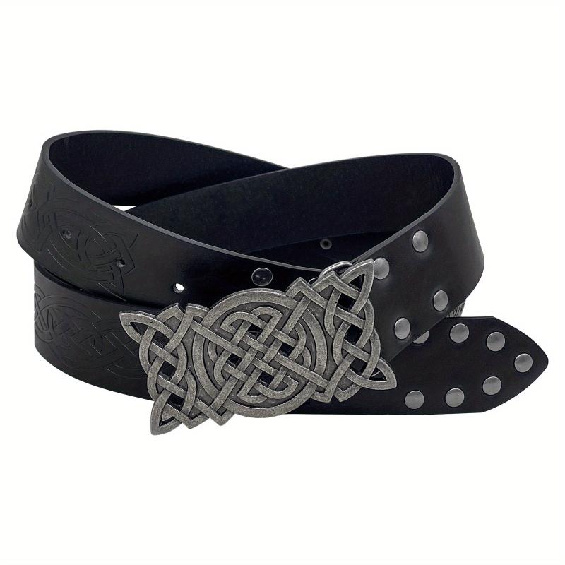 Viking Embossed Plate Buckle Belt Medieval Leather Embossed Belt