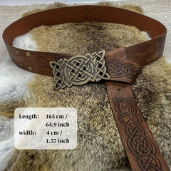 Viking Embossed Plate Buckle Belt Medieval Leather Embossed Belt