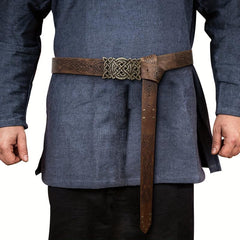 Viking Embossed Plate Buckle Belt Medieval Leather Embossed Belt