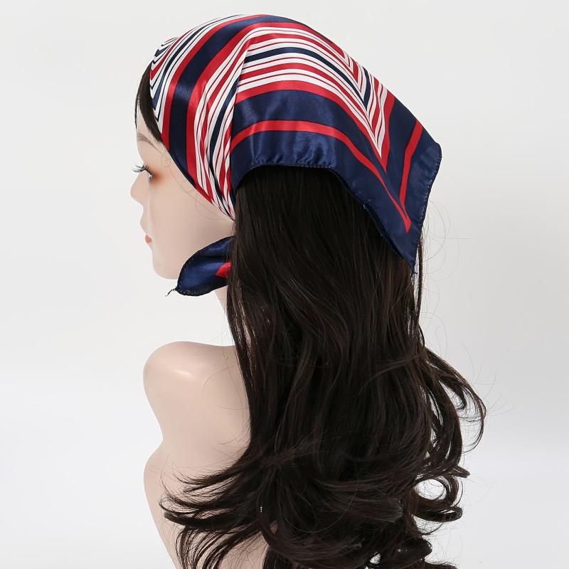 Colorful Stripe Satin Scarf Square Neckerchief Hair Wrap