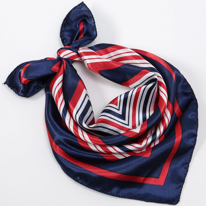 Colorful Stripe Satin Scarf Square Neckerchief Hair Wrap