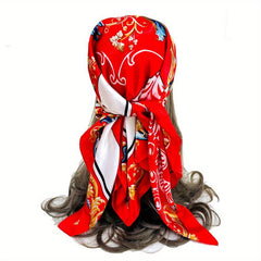 Vintage Floral Print Bandana Classic Square Scarf Silk Scarf Head Wrap Women