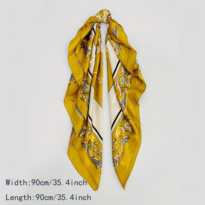 Vintage Floral Print Bandana Classic Square Scarf Silk Scarf Head Wrap Women