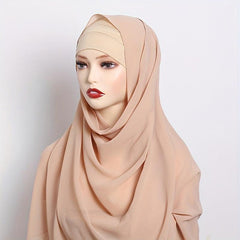 Chiffon Hijab & Bottoming Hat Set Long Sunscreen Turban Basics