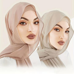 Chiffon Hijab & Bottoming Hat Set Long Sunscreen Turban Basics