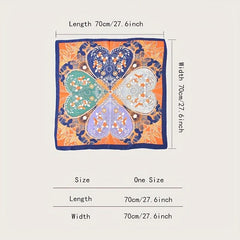 Heart Shaped Petal Pattern Vintage Bandana Silk Scarf