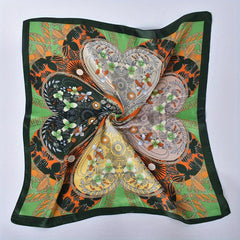 Heart Shaped Petal Pattern Vintage Bandana Silk Scarf