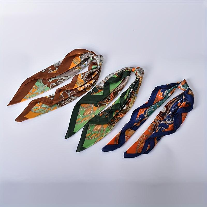 Heart Shaped Petal Pattern Vintage Bandana Silk Scarf