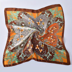 Heart Shaped Petal Pattern Vintage Bandana Silk Scarf