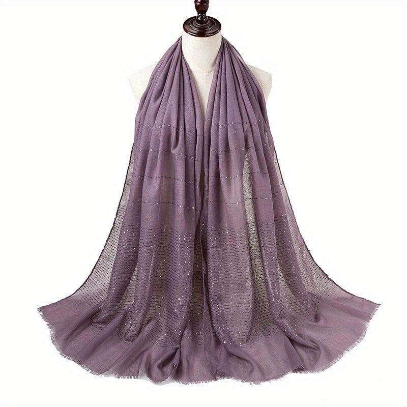 Hot Stamping Frayed Edge Scarf Solid Shawl Hijab Classic Turban Head Wrap