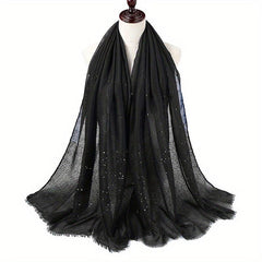 Hot Stamping Frayed Edge Scarf Solid Shawl Hijab Classic Turban Head Wrap
