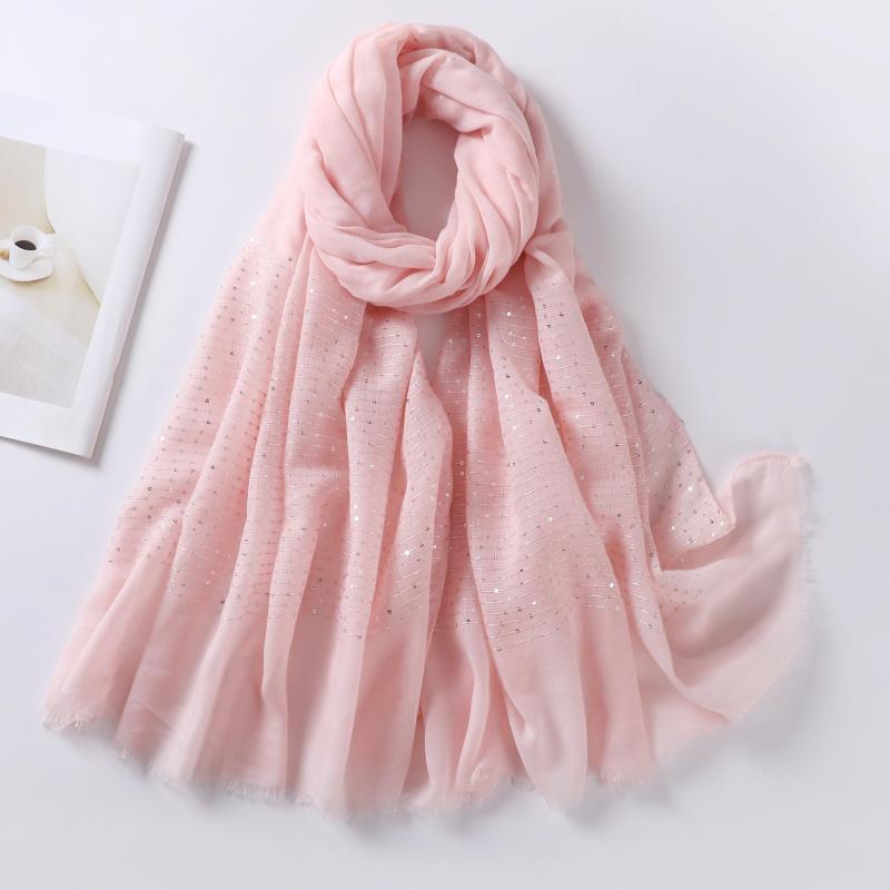 Hot Stamping Frayed Edge Scarf Solid Shawl Hijab Classic Turban Head Wrap