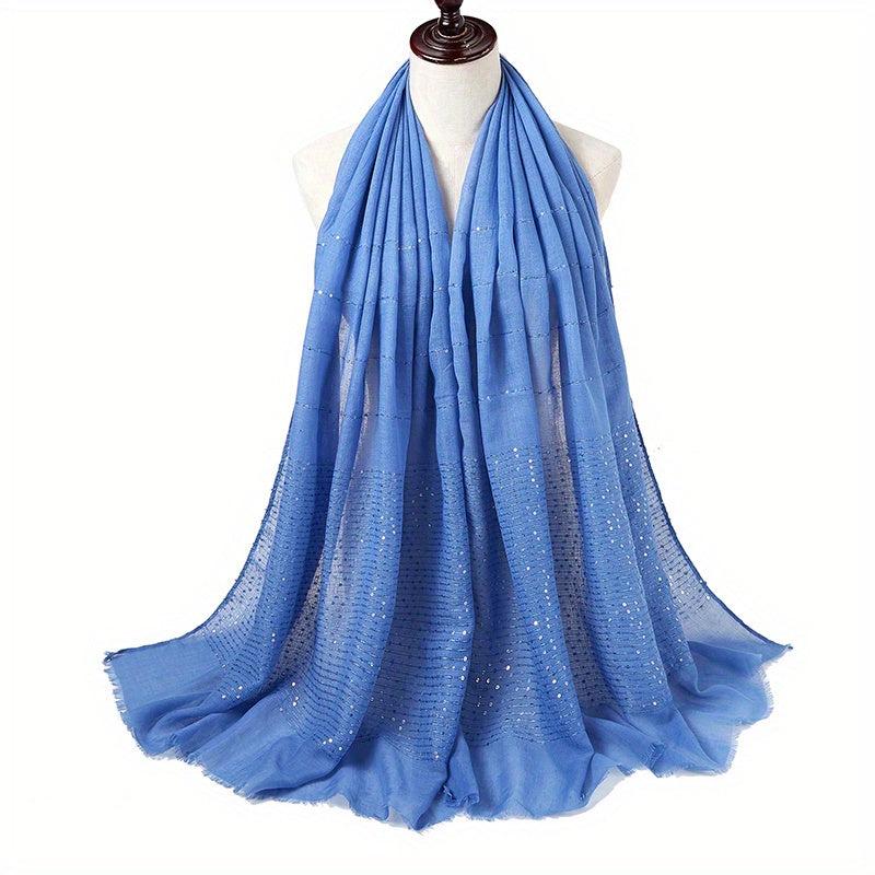 Hot Stamping Frayed Edge Scarf Solid Shawl Hijab Classic Turban Head Wrap