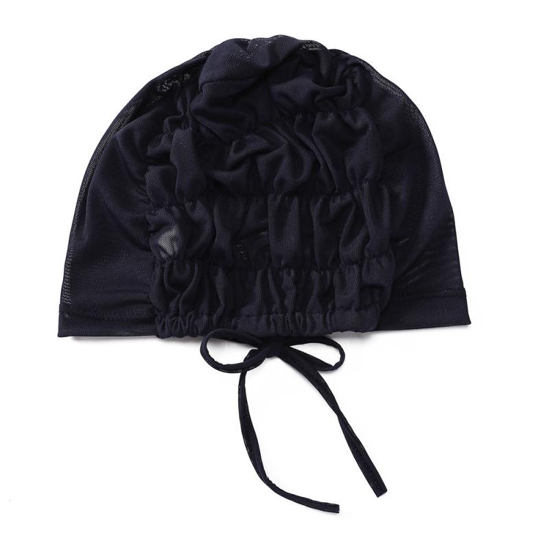 Adjustable Women Hijab Cap Drawstring Mesh Lace Up Headwear Hat