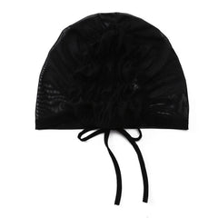 Adjustable Women Hijab Cap Drawstring Mesh Lace Up Headwear Hat