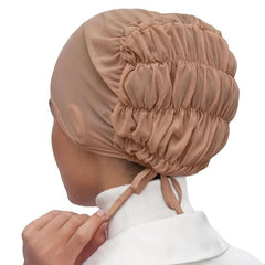 Adjustable Women Hijab Cap Drawstring Mesh Lace Up Headwear Hat