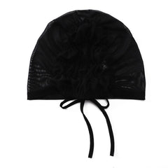 Adjustable Women Hijab Cap Drawstring Mesh Lace Up Headwear Hat