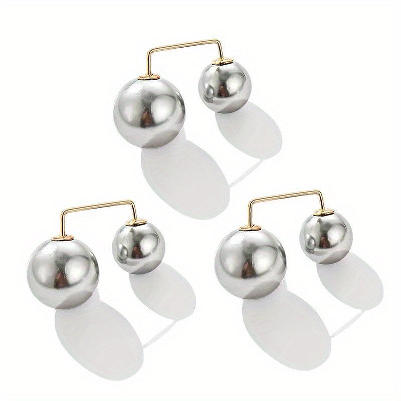 3pcs Faux Pearl Scarf Pin Brooch Waist Pin Shawl Pants Clip