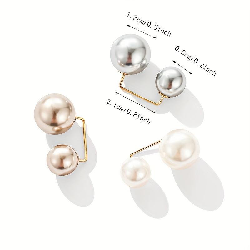 3pcs Faux Pearl Scarf Pin Brooch Waist Pin Shawl Pants Clip