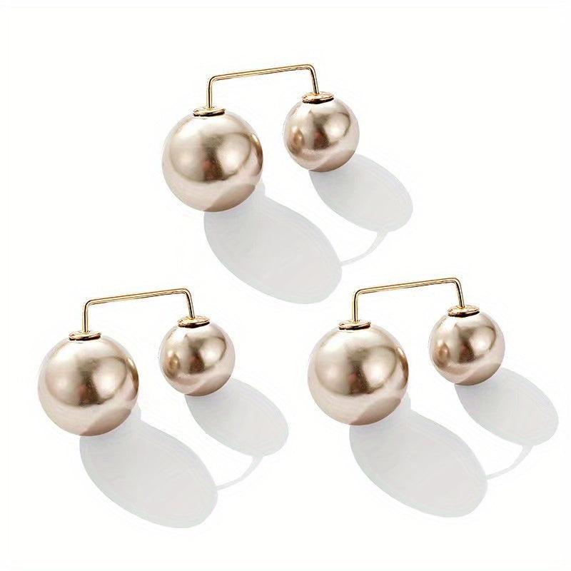 3pcs Faux Pearl Scarf Pin Brooch Waist Pin Shawl Pants Clip