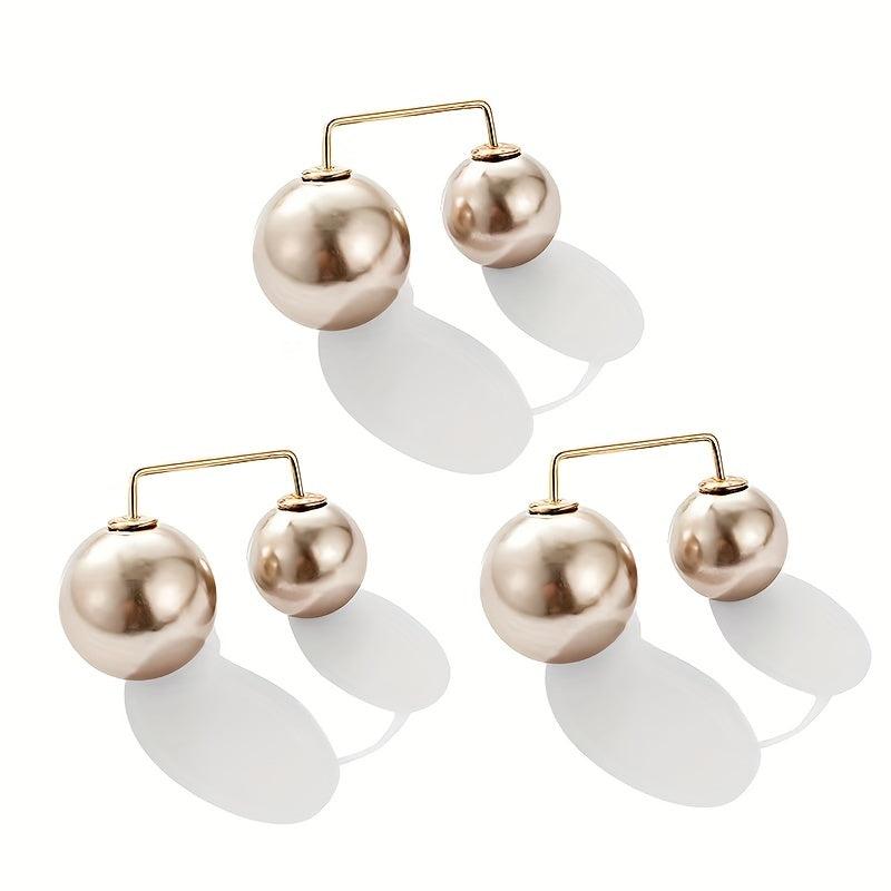 3pcs Faux Pearl Scarf Pin Brooch Waist Pin Shawl Pants Clip